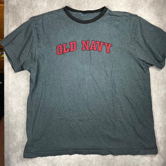 Old Navy Other - Vintage Old Navy Mens Ringer T-Shirt Gray Short Sleeve Embroidered Logo XL